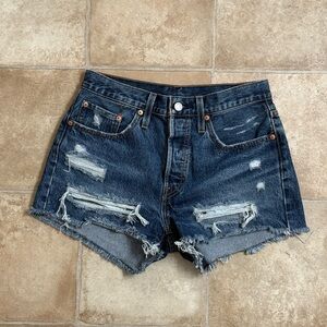 Distressed Denim Levi Strauss Shorts